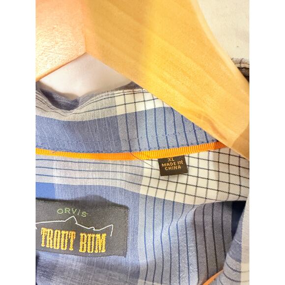 Orvis Trout Bum Men’s XL Blue Plaid  Buttons  Button Down Shirt short sleeve - Picture 5 of 10